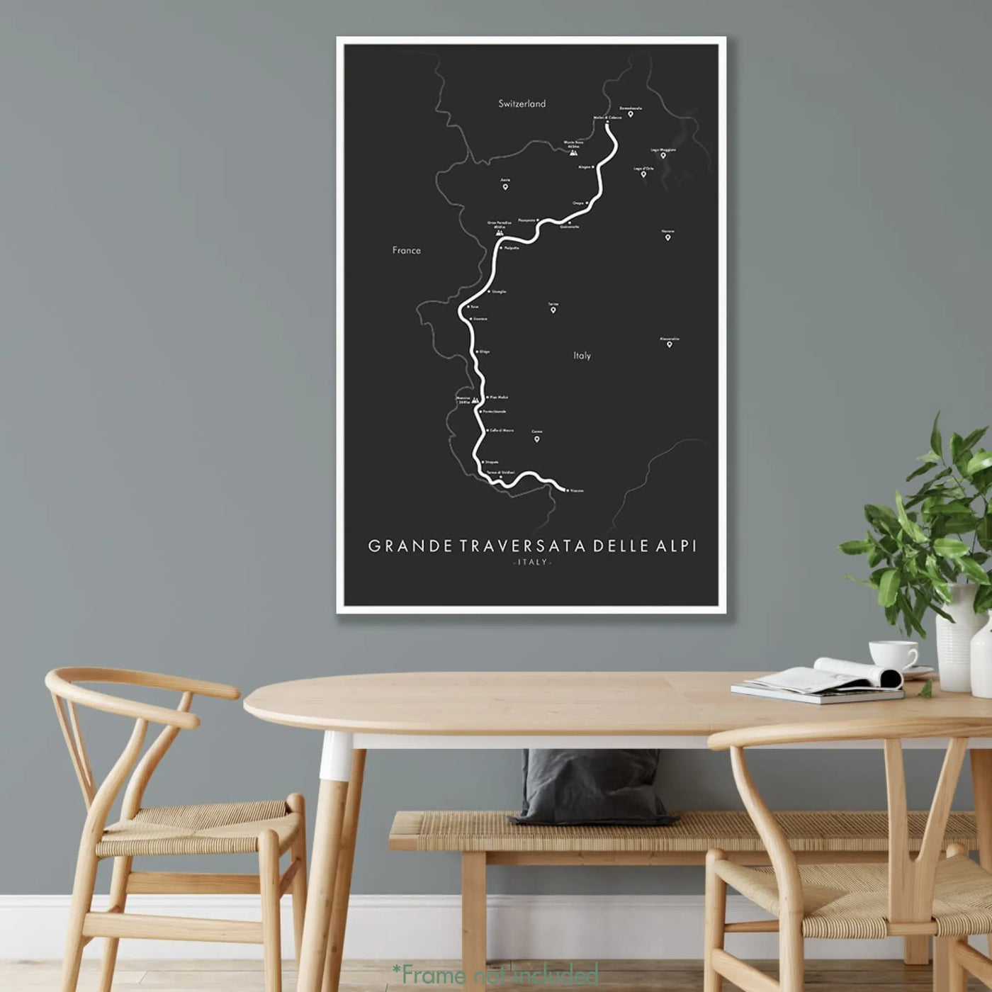 Trail Poster of Grande Traversata Delle Alpi - Grey Mockup