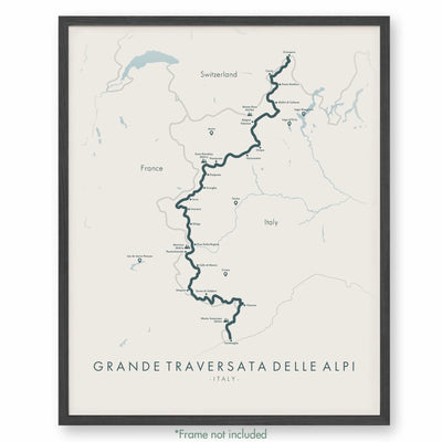 Trail Poster of Grande Traversata Delle Alpi - Extended - Beige