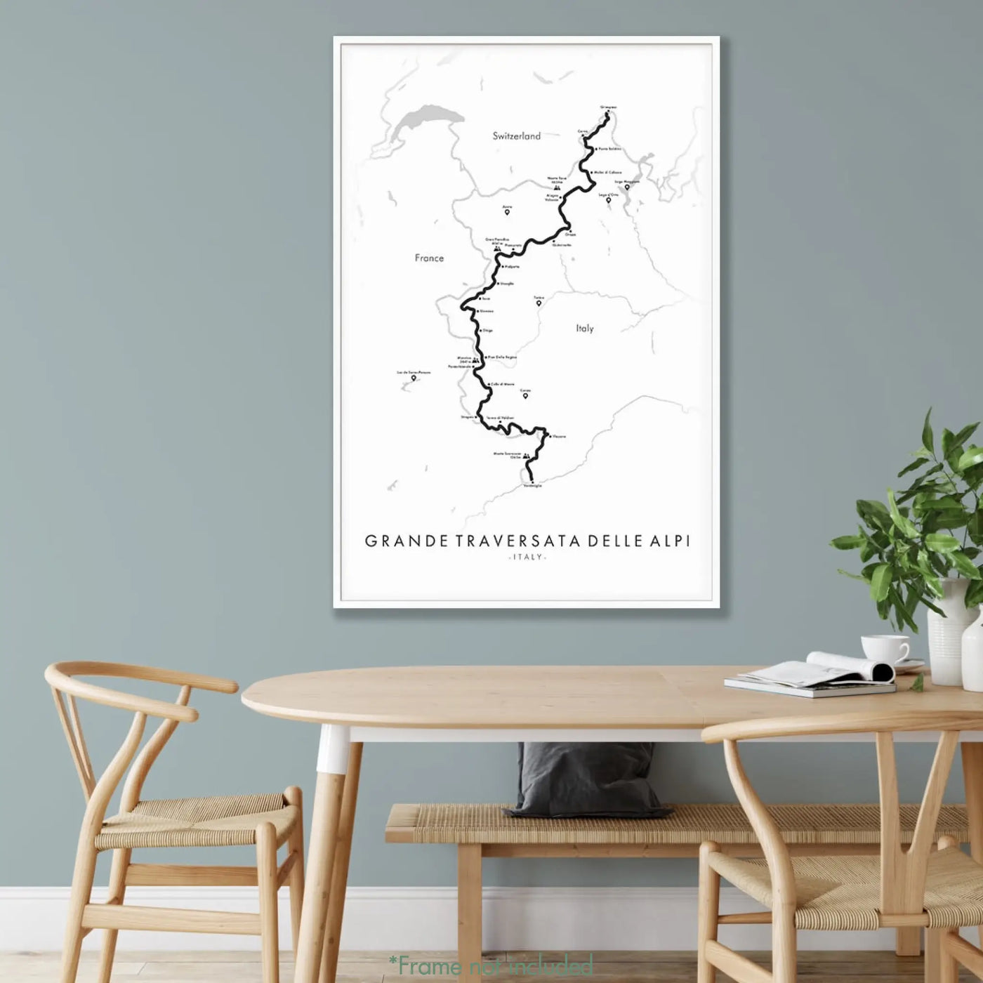 Trail Poster of Grande Traversata Delle Alpi - Extended - White Mockup