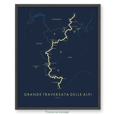 Trail Poster of Grande Traversata Delle Alpi - Extended - Blue