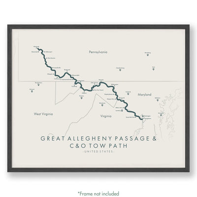 Trail Poster of Great Allegheny Passage & C&O Tow Path - Beige