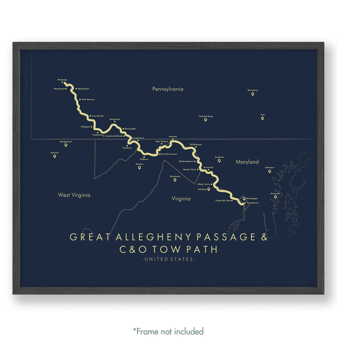 Great Allegheny Passage C&O Tow Path Map Great Allegheny