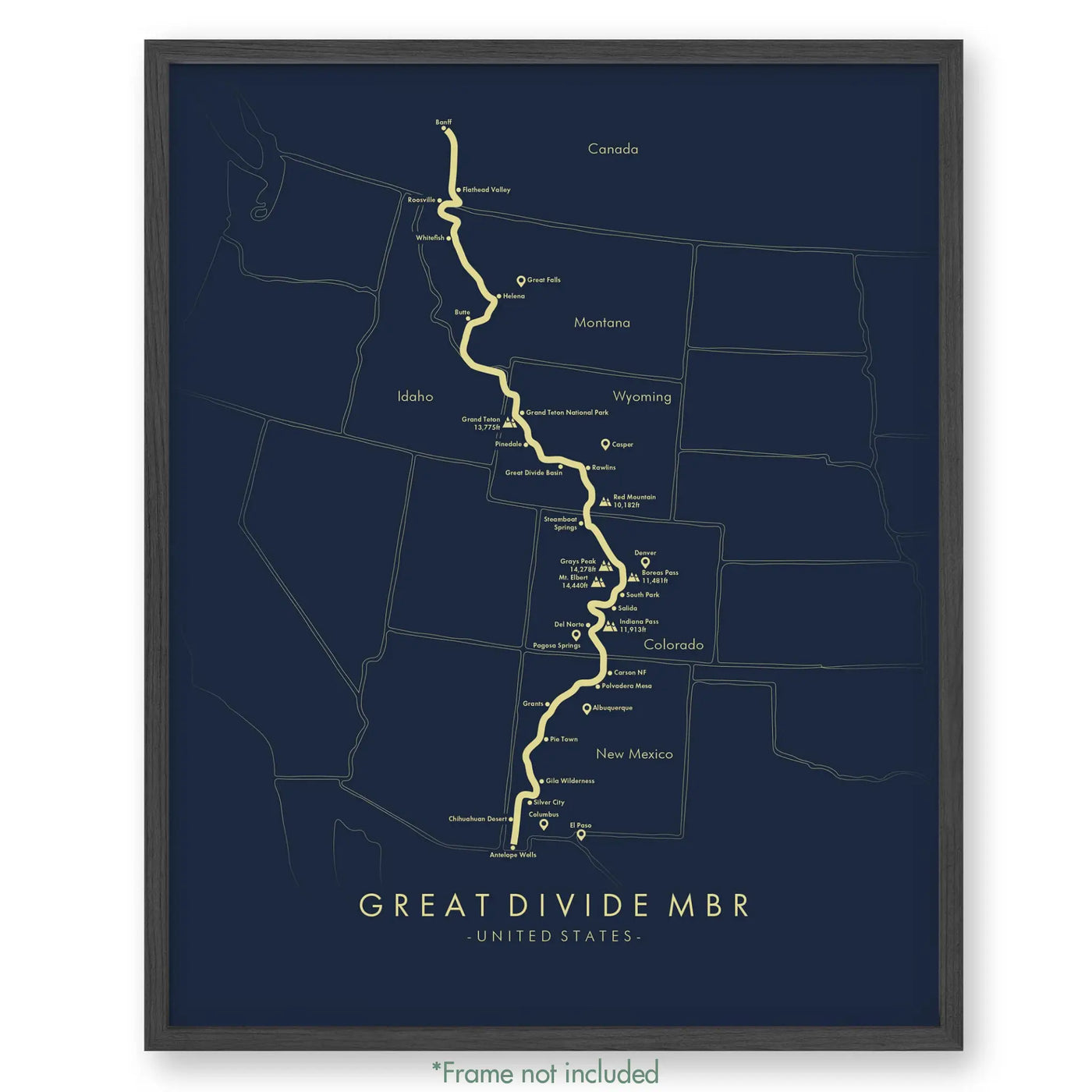 Trail Poster of Great Divide MTB - Blue