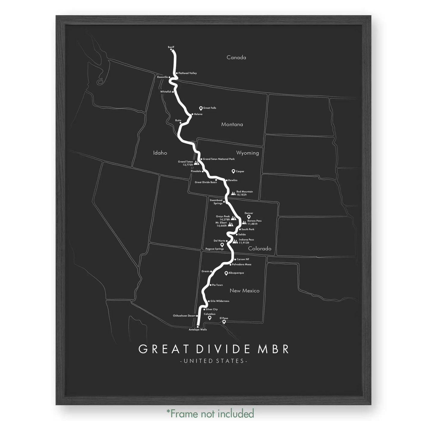 Trail Poster of Great Divide MTB - Grey