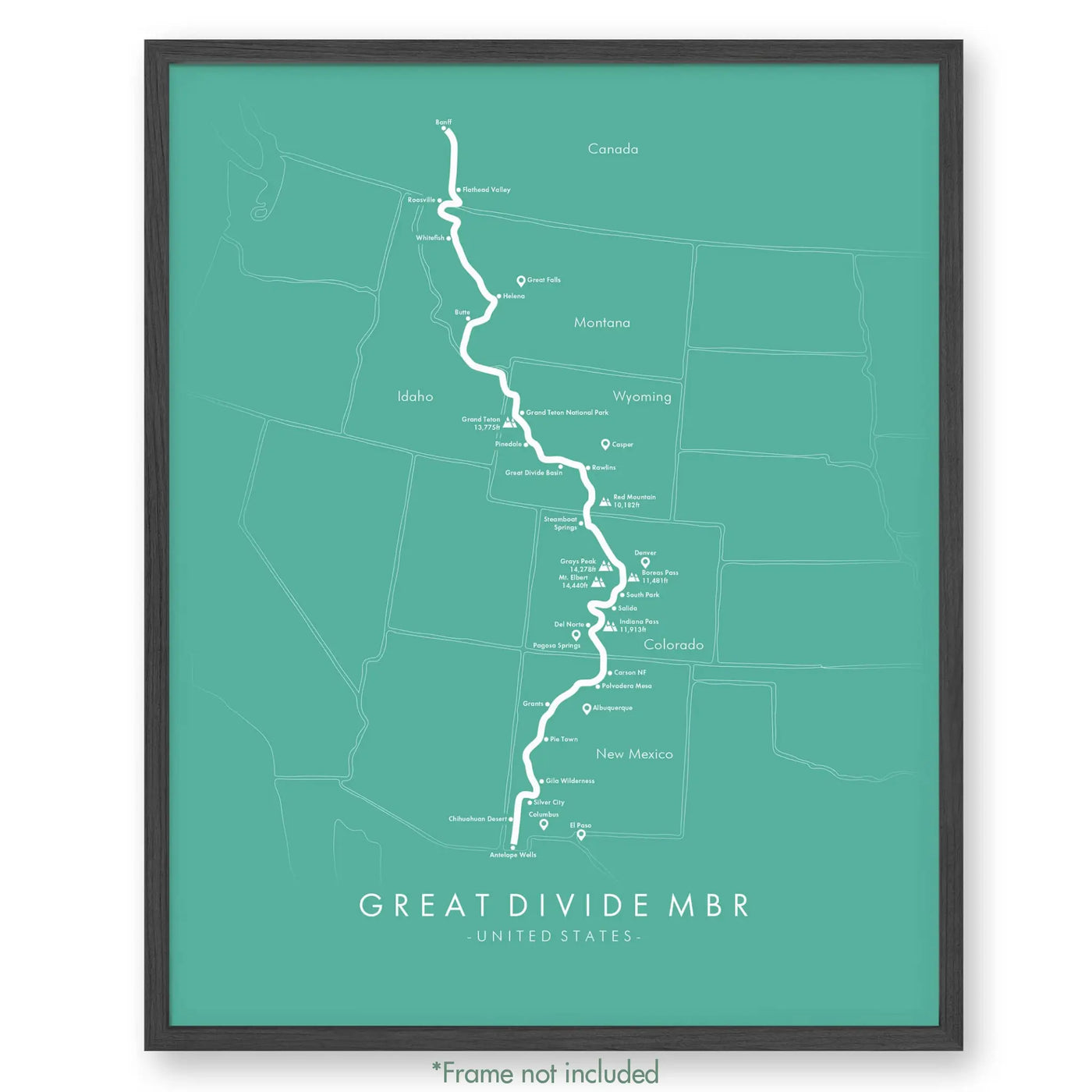 Trail Poster of Great Divide MTB - Teal