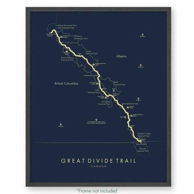 Trail Poster of Great Divide Trail - Blue