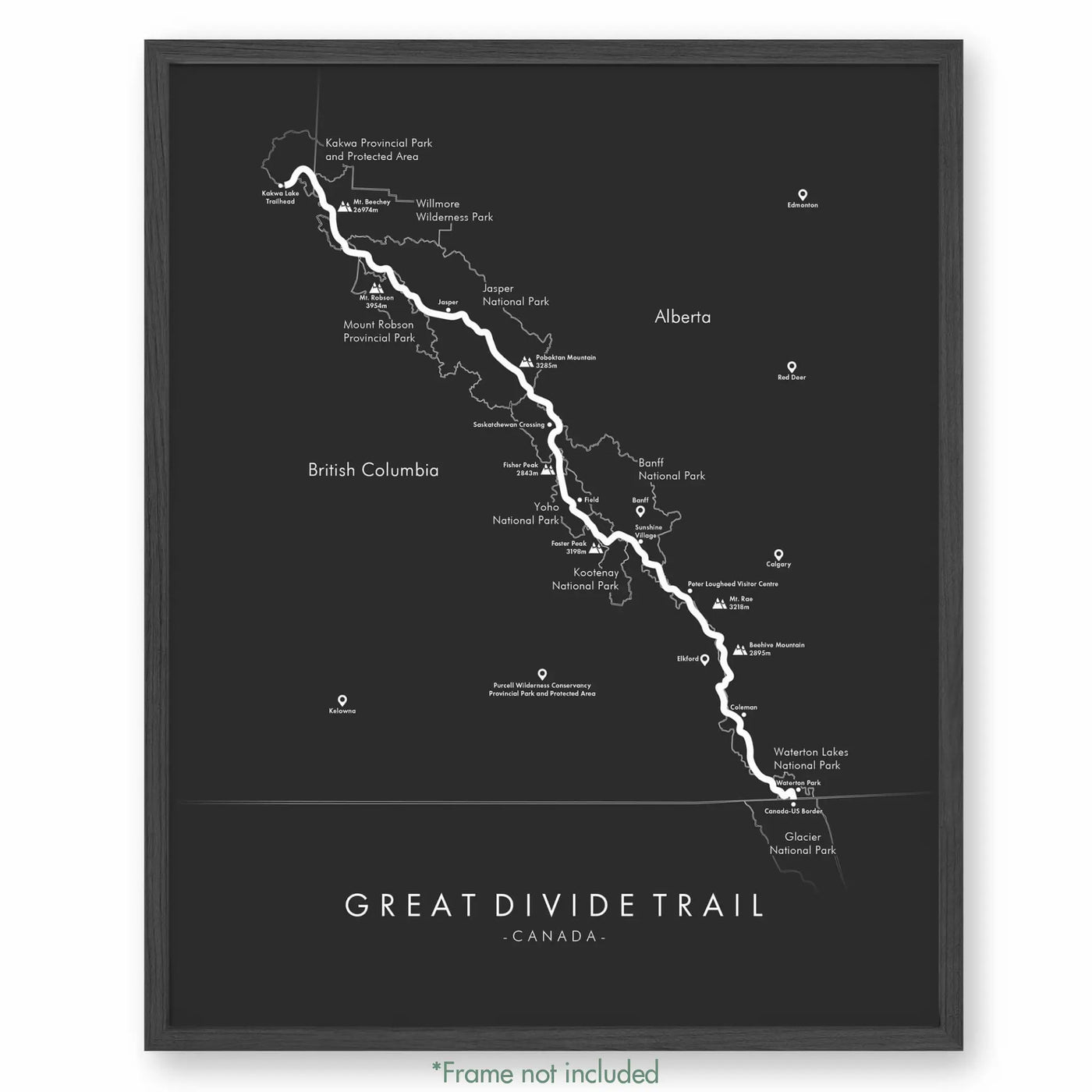 Trail Poster of Great Divide Trail - Grey