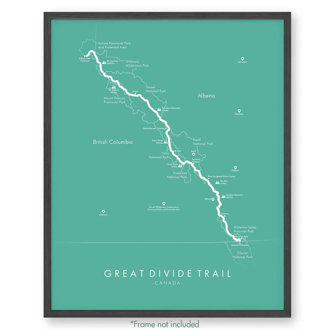 Trail Poster of Great Divide Trail - Teal
