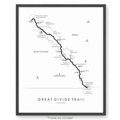 Trail Poster of Great Divide Trail - White