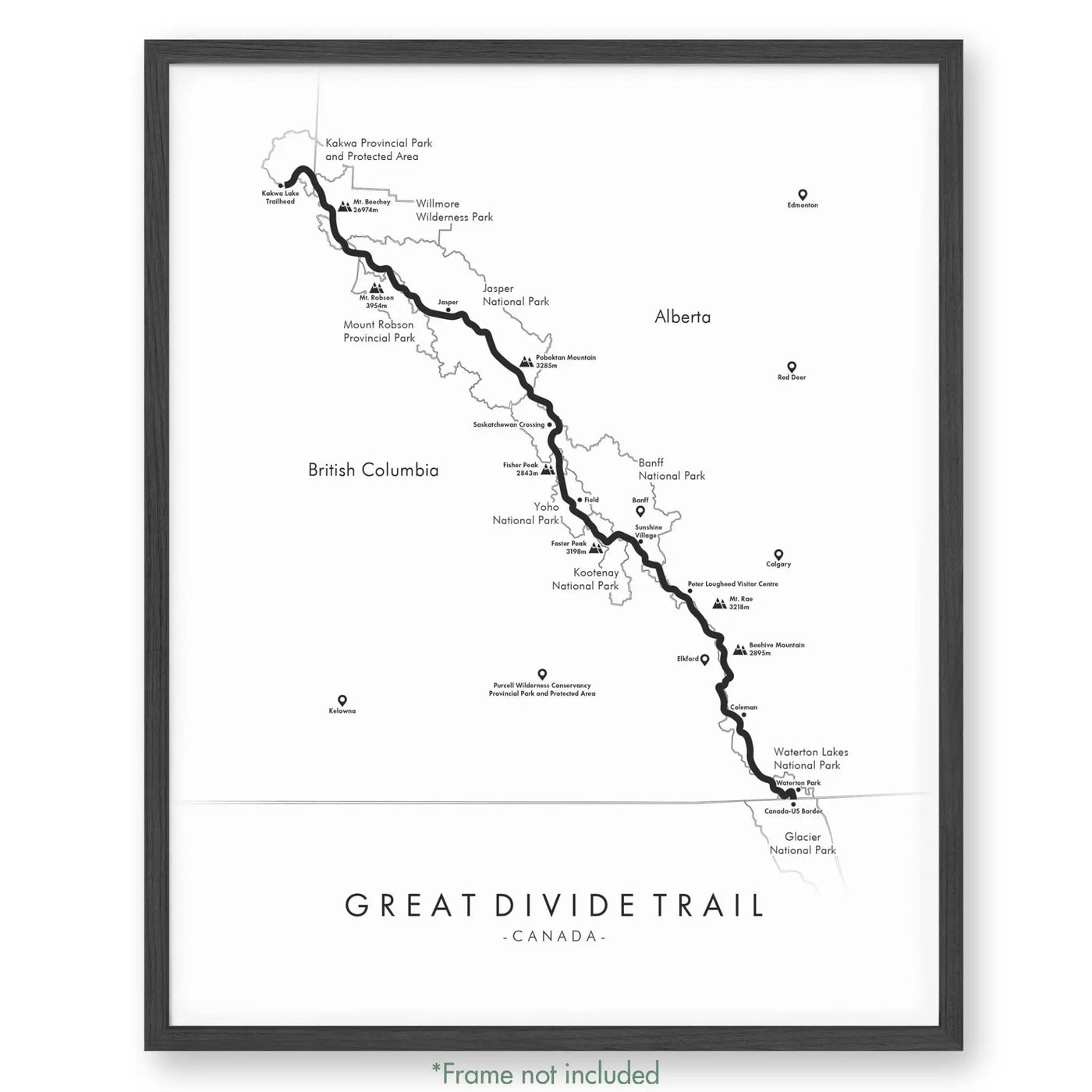 Trail Poster of Great Divide Trail - White