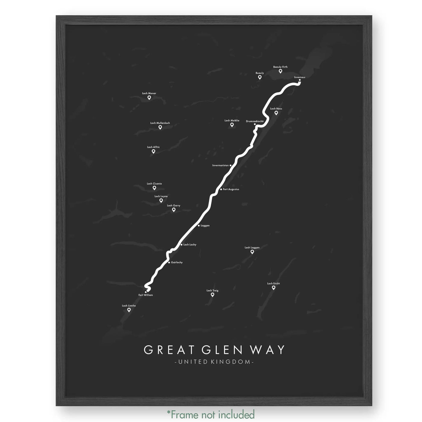 Trail Poster of Great Glen Way - Grey