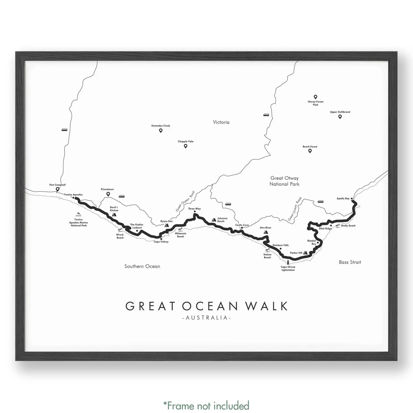 Trail Poster of Great Ocean Walk - White
