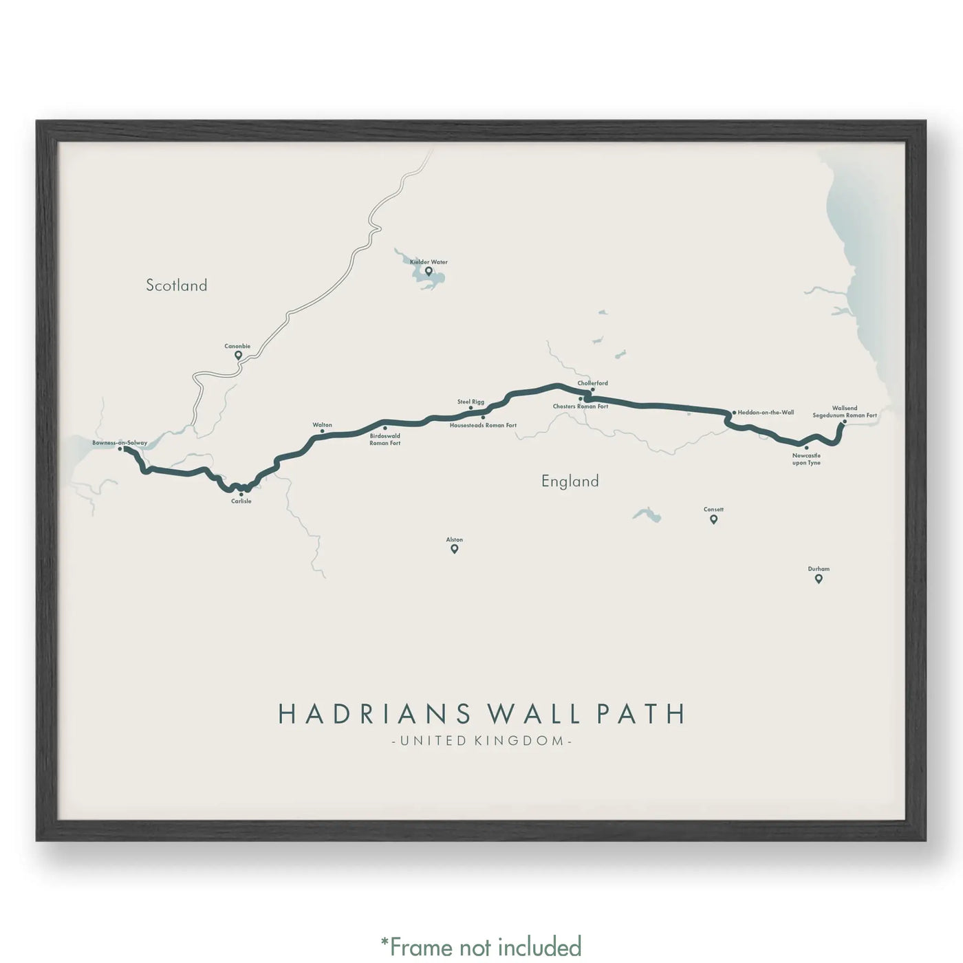 Trail Poster of Hadrians Wall Path - Beige