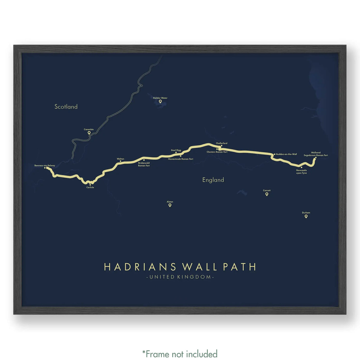 Trail Poster of Hadrians Wall Path - Blue