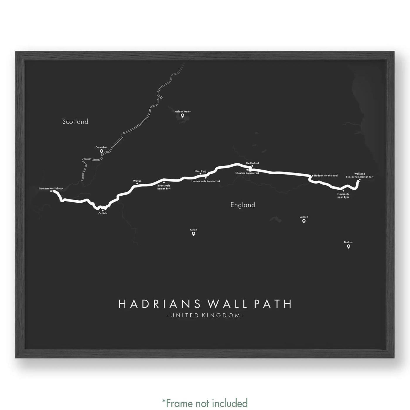 Trail Poster of Hadrians Wall Path - Grey