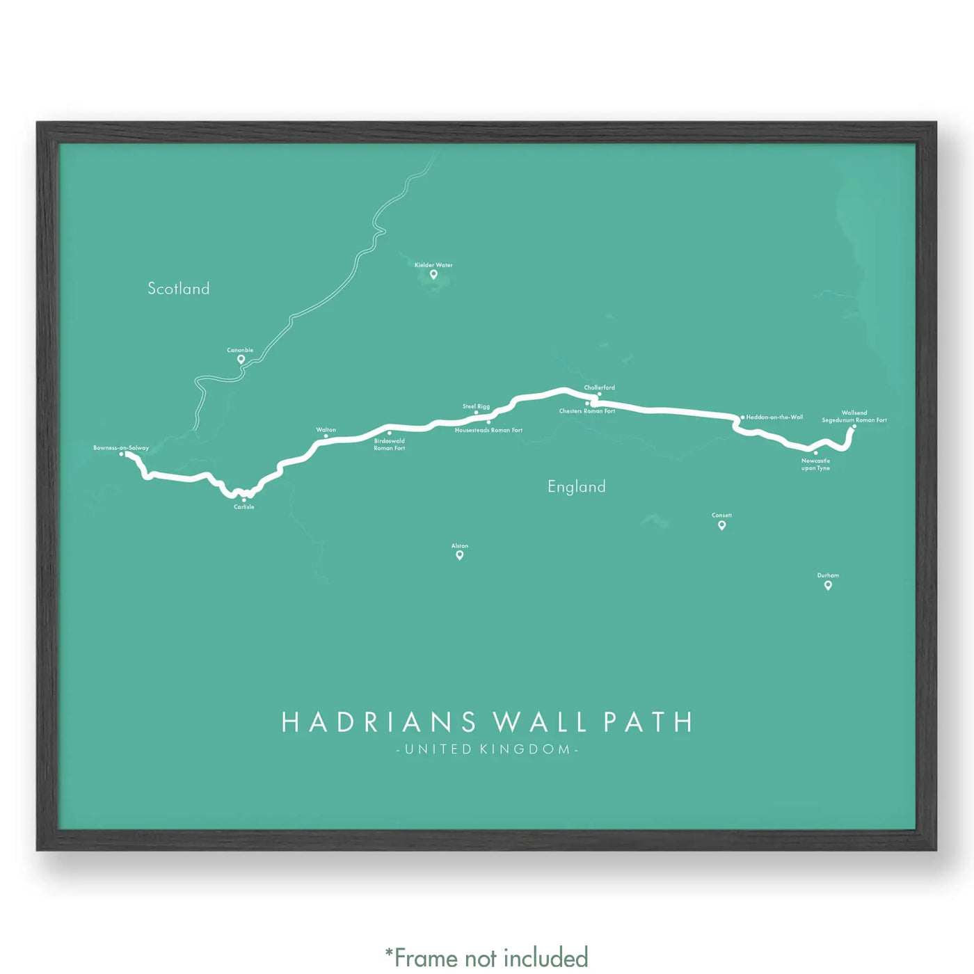 Trail Poster of Hadrians Wall Path - Teal