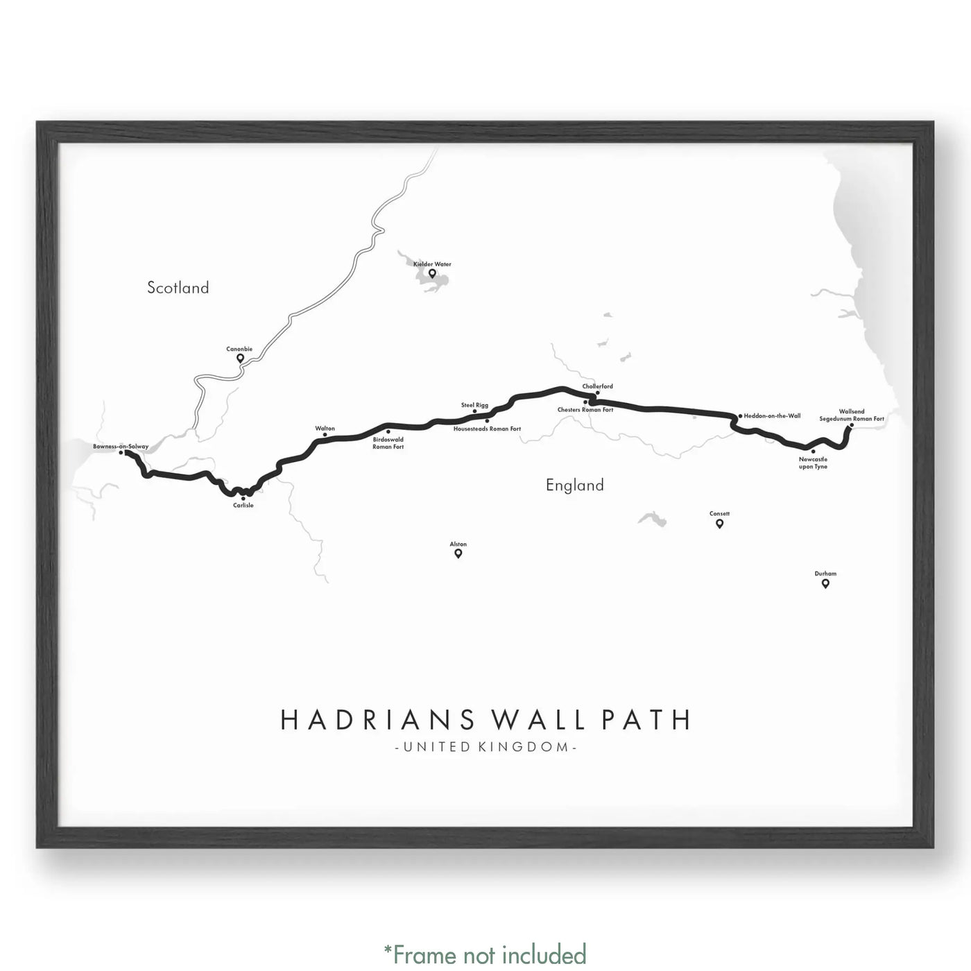 Trail Poster of Hadrians Wall Path - White