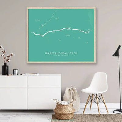 Trail Poster of Hadrians Wall Path - Teal Mockup