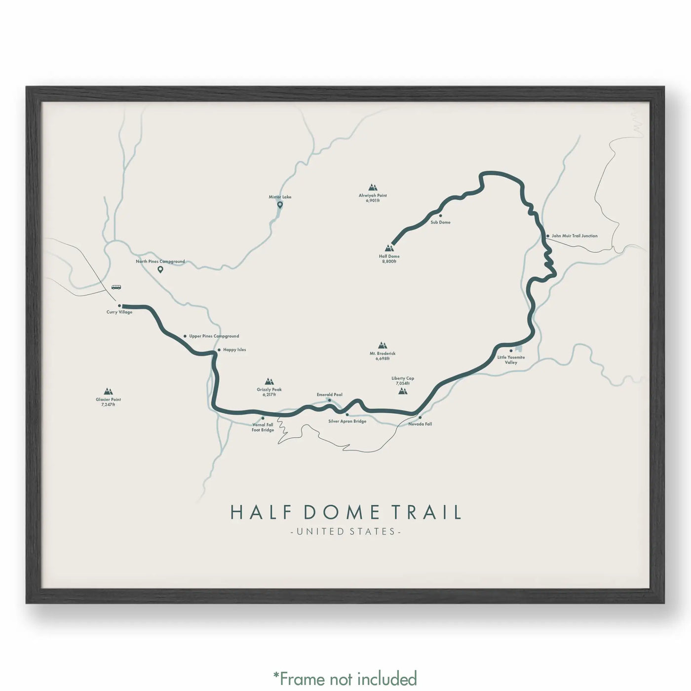 Trail Poster of Half Dome Trail - Beige