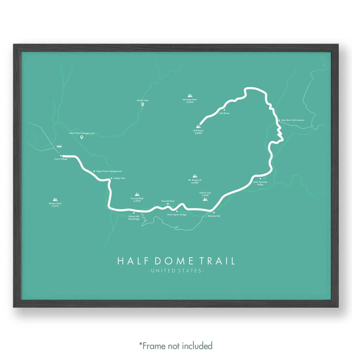 Trail Poster of Half Dome Trail - Teal
