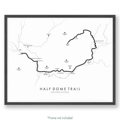 Trail Poster of Half Dome Trail - White