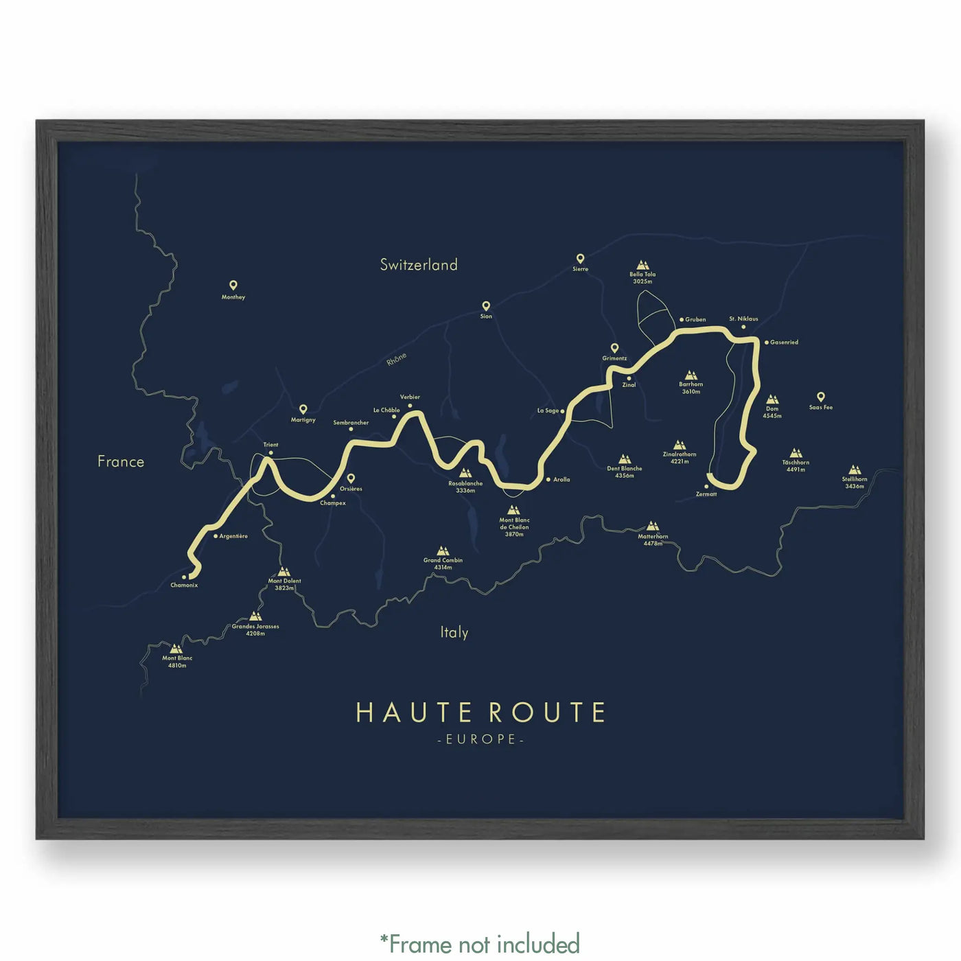 Trail Poster of Haute Route - Blue