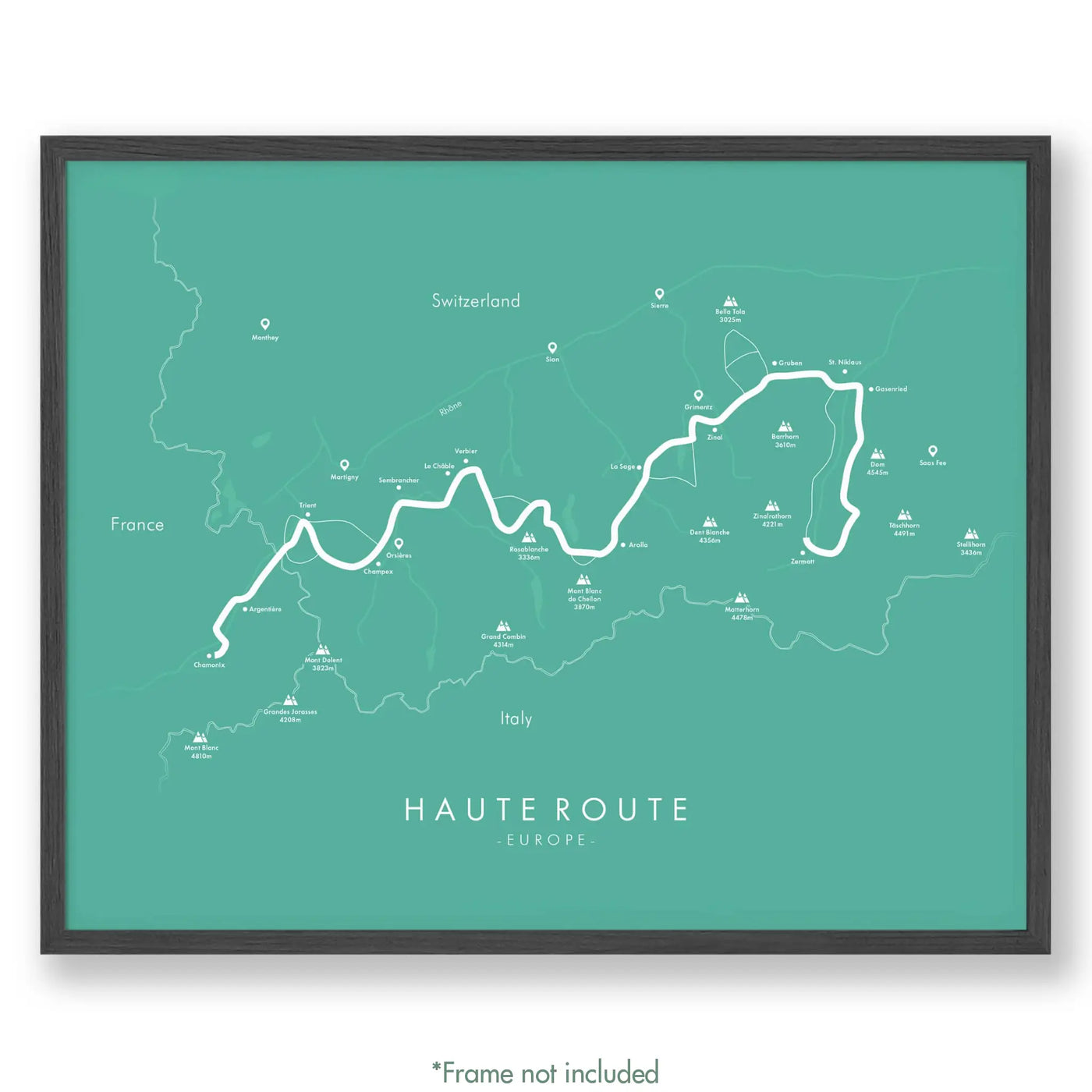 Trail Poster of Haute Route - Teal