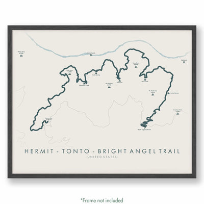 Trail Poster of Hermit Tonto Bright Angel Trail - Beige