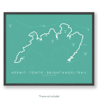 Trail Poster of Hermit Tonto Bright Angel Trail Havasupai - Teal