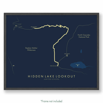 Trail Poster of Hidden Lake Lookout - Blue