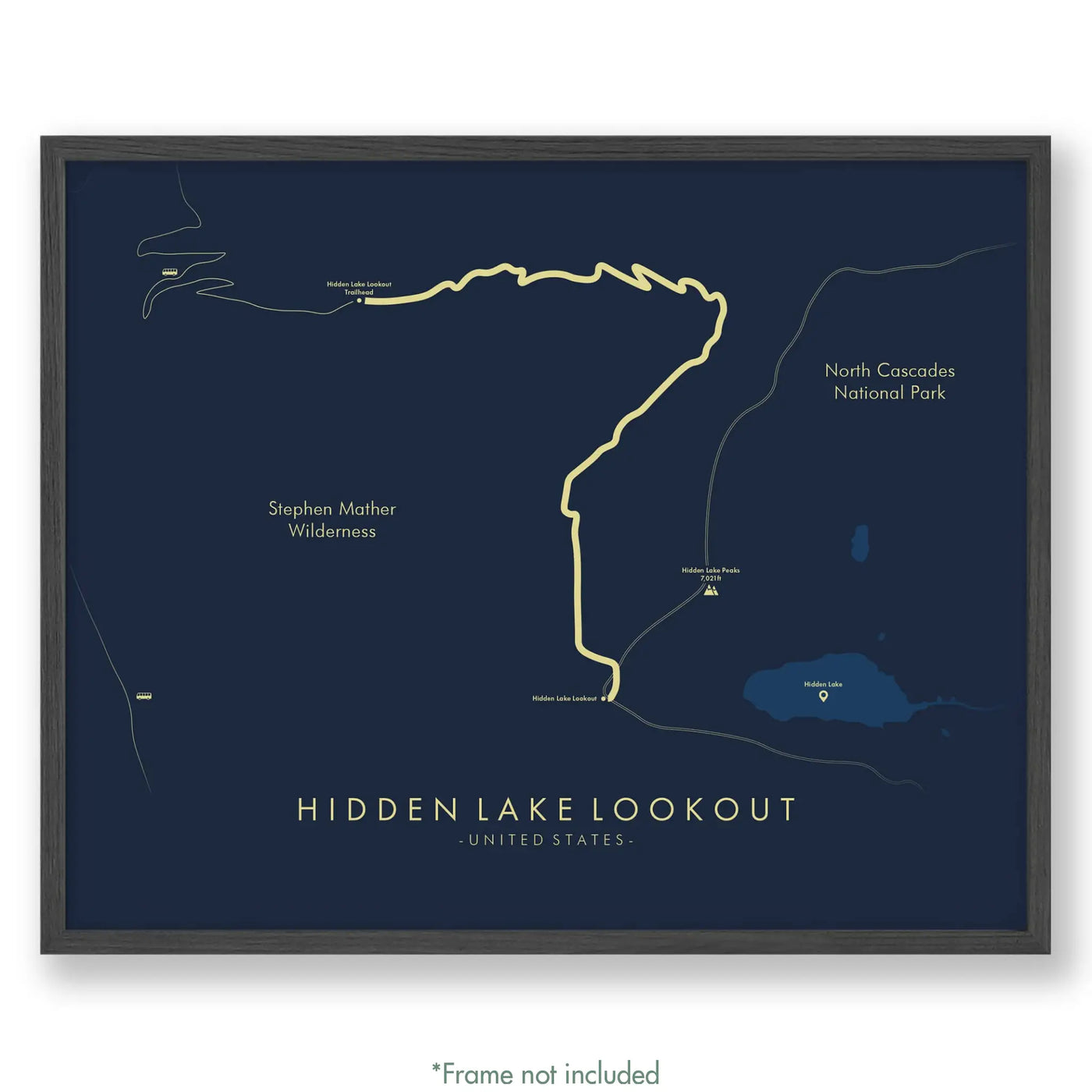 Trail Poster of Hidden Lake Lookout - Blue