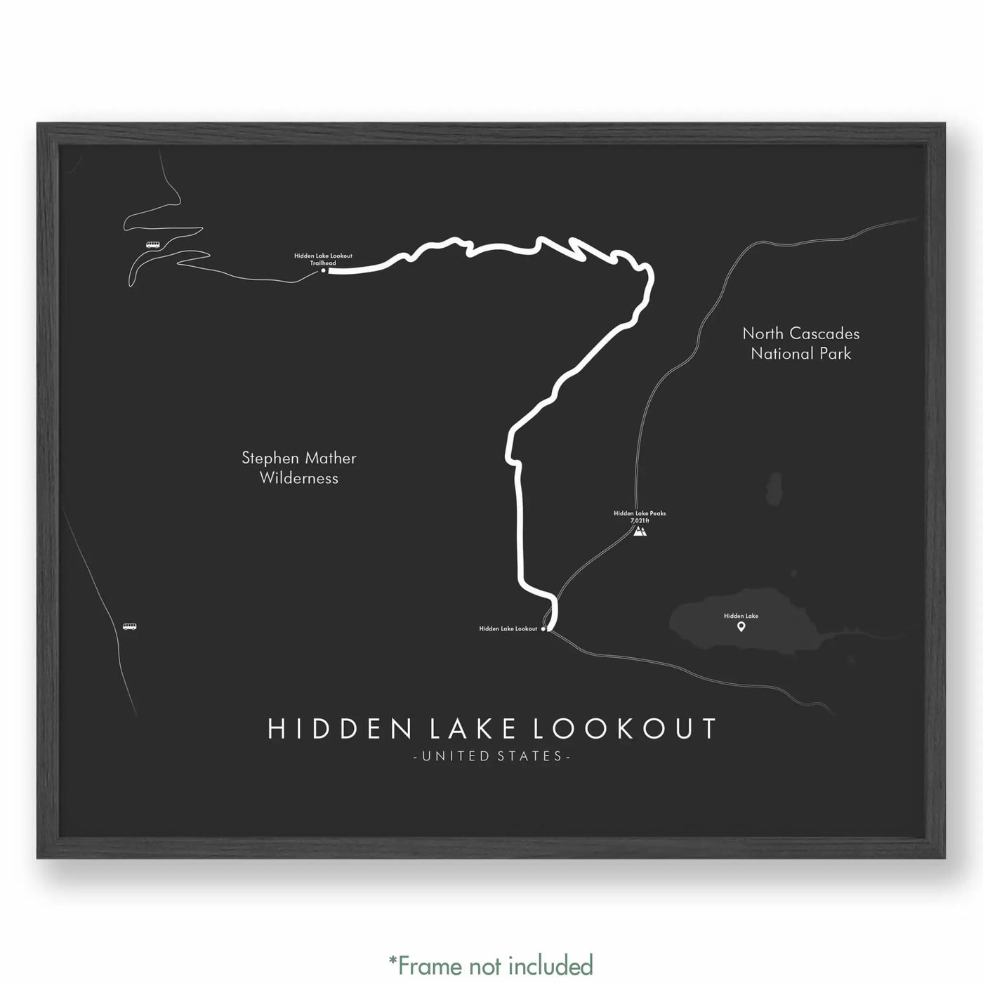 Trail Poster of Hidden Lake Lookout - Grey