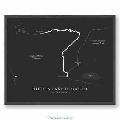 Trail Poster of Hidden Lake Lookout - Grey