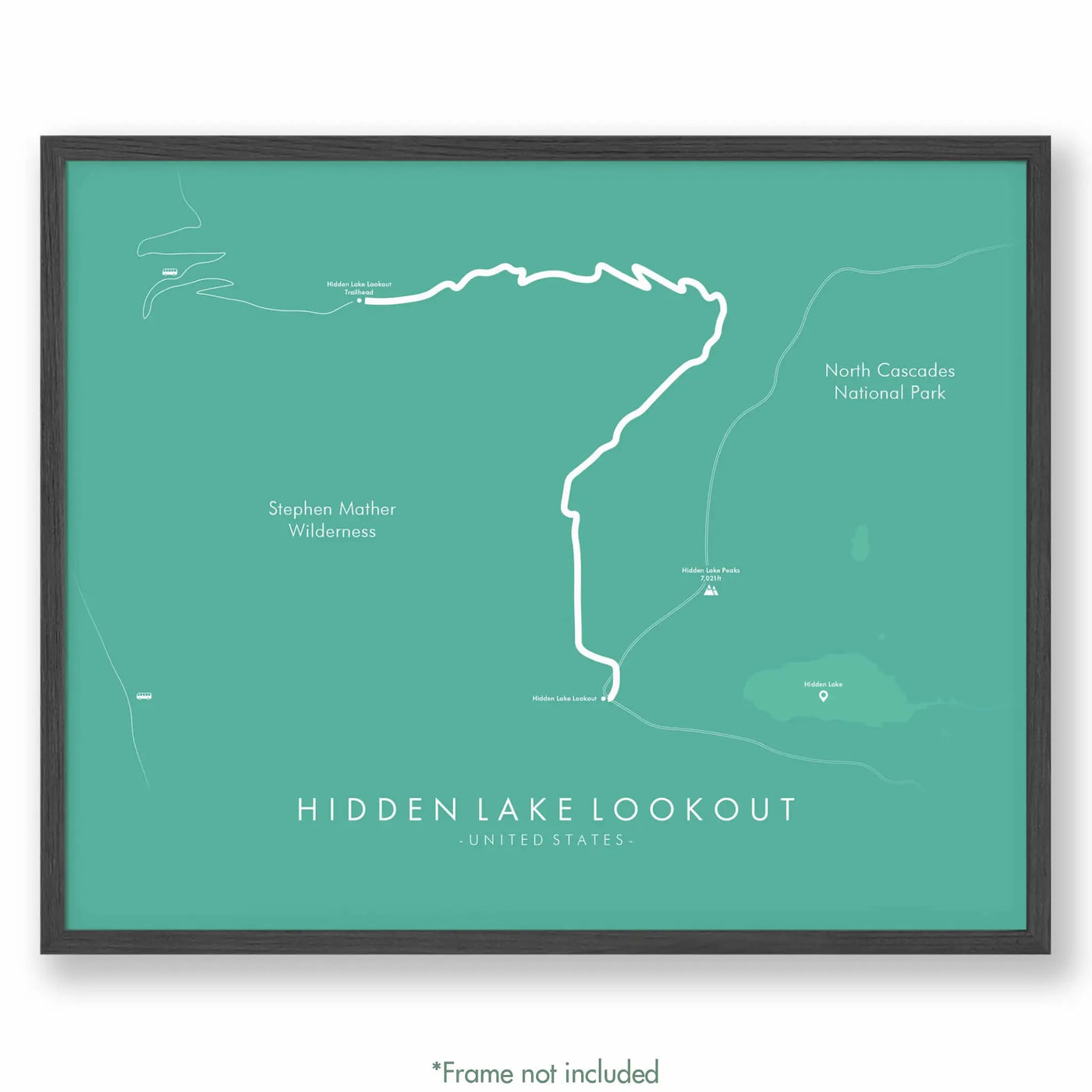 Trail Poster of Hidden Lake Lookout - Teal