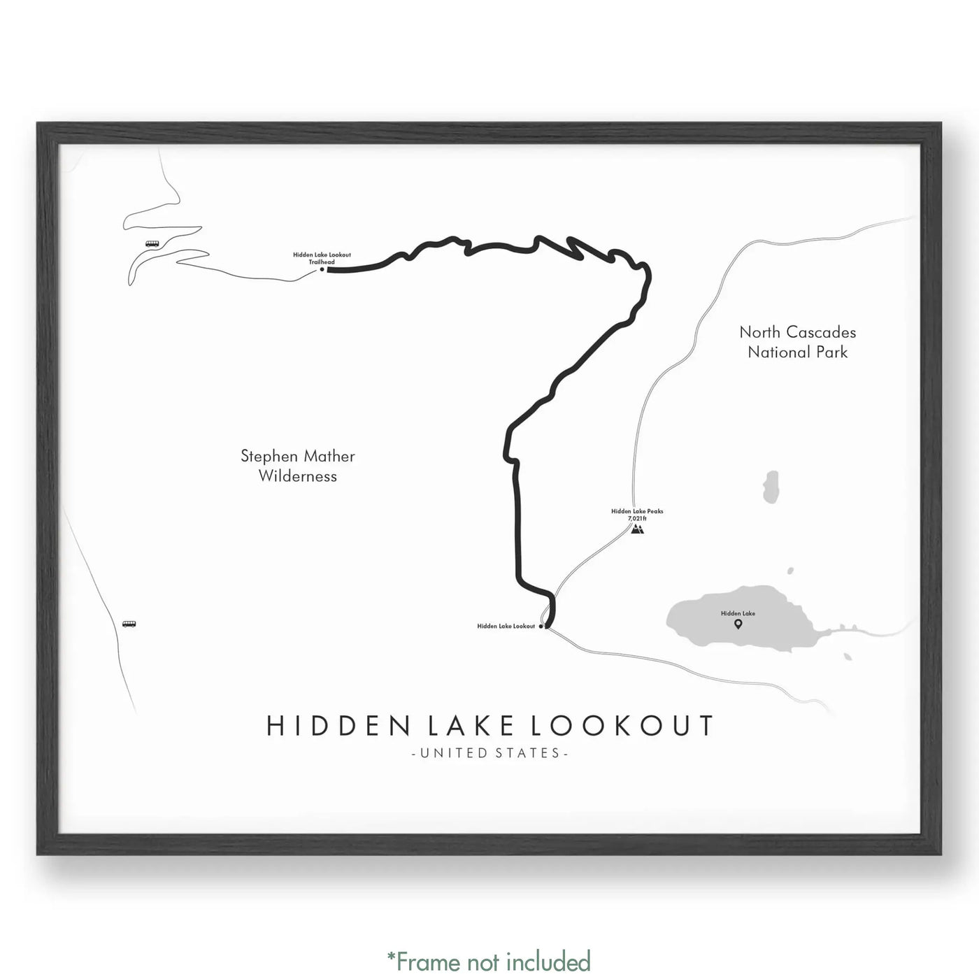 Trail Poster of Hidden Lake Lookout - White