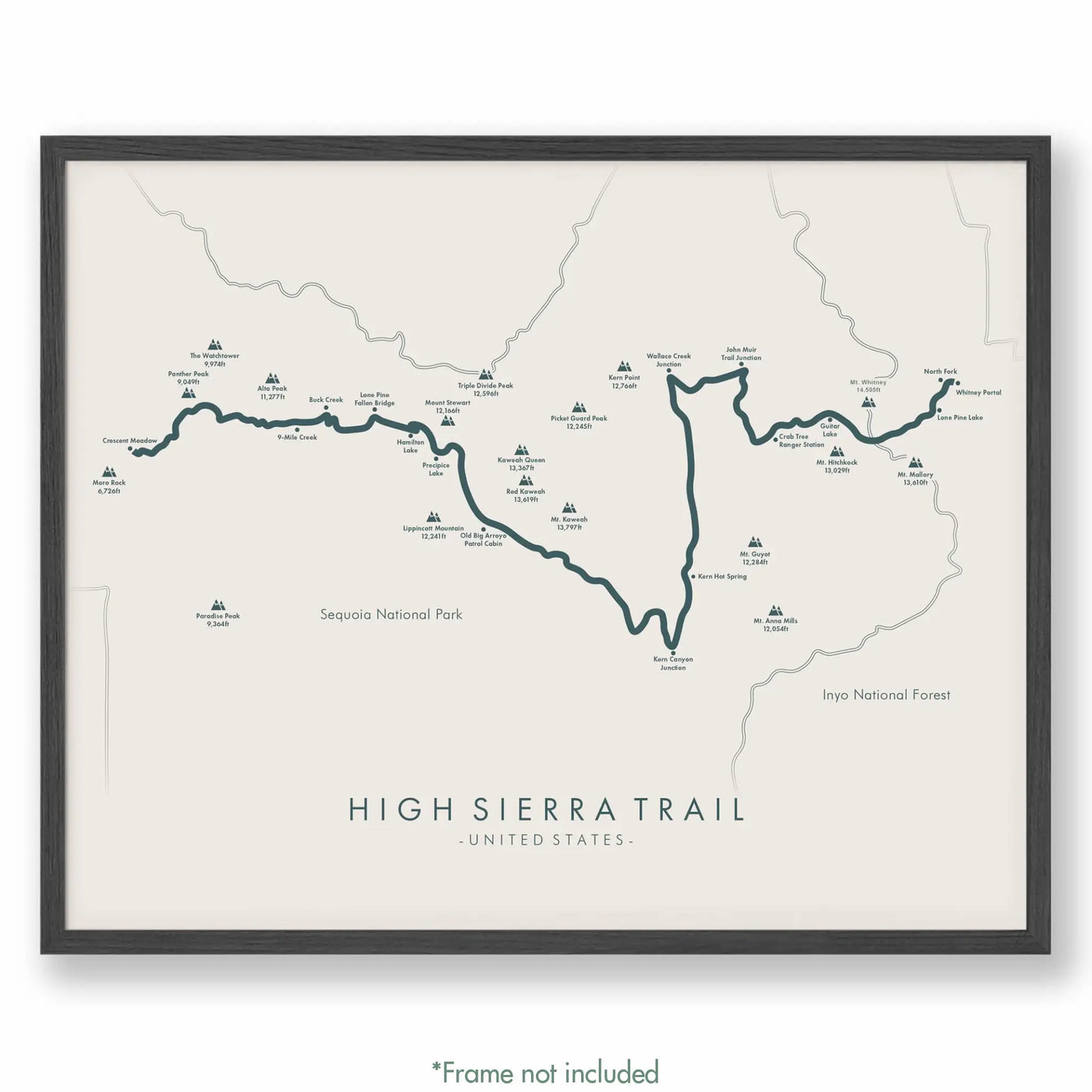 Trail Poster of High Sierra Trail - Beige