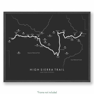 Trail Poster of High Sierra Trail - Grey