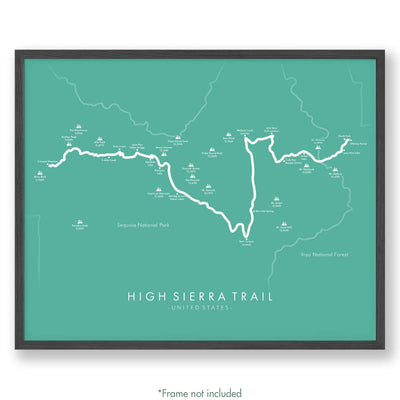 Trail Poster of High Sierra Trail - Teal