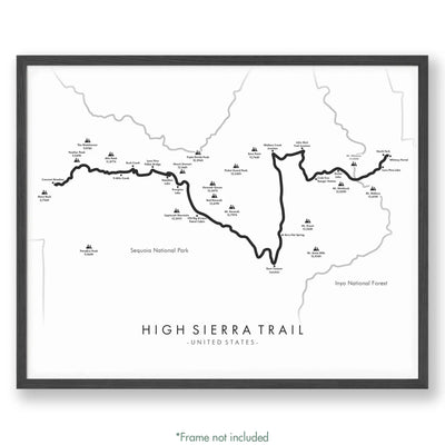 Trail Poster of High Sierra Trail - White