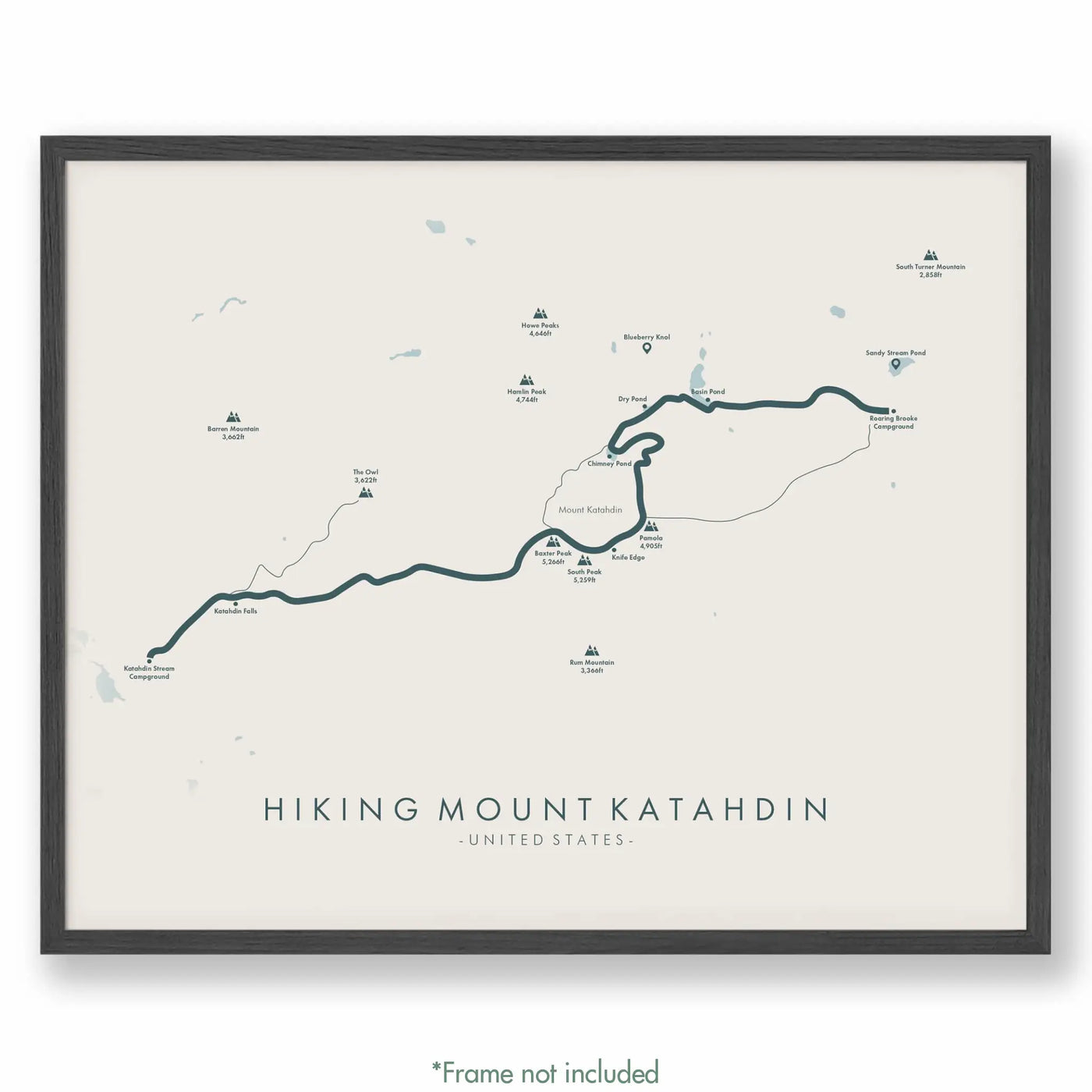 Trail Poster of Hiking Mount Katahdin - Beige