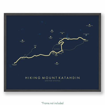Trail Poster of Hiking Mount Katahdin - Blue