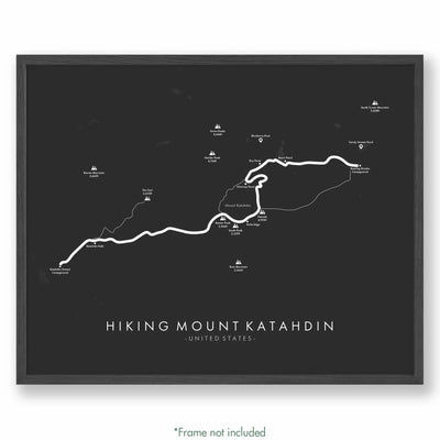 Trail Poster of Hiking Mount Katahdin - Grey