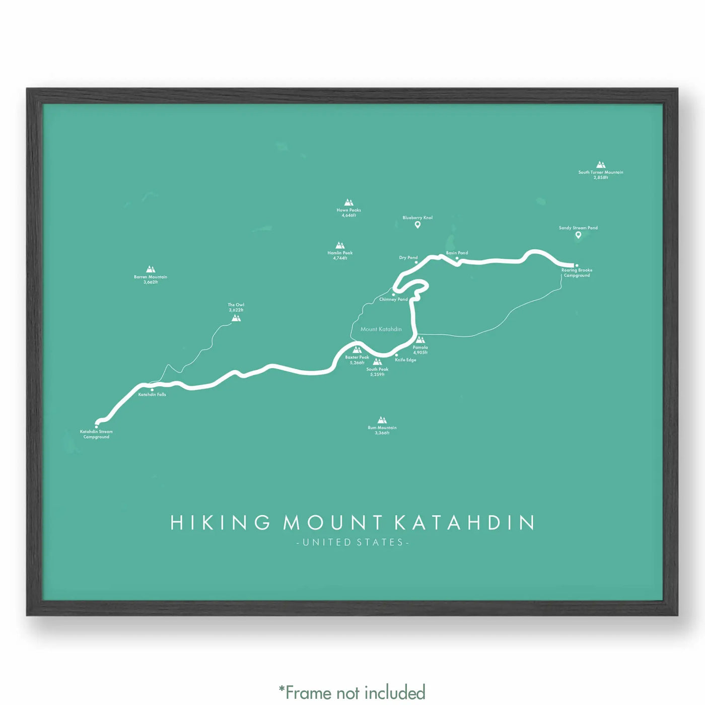 Trail Poster of Hiking Mount Katahdin - Teal