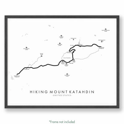 Trail Poster of Hiking Mount Katahdin - White