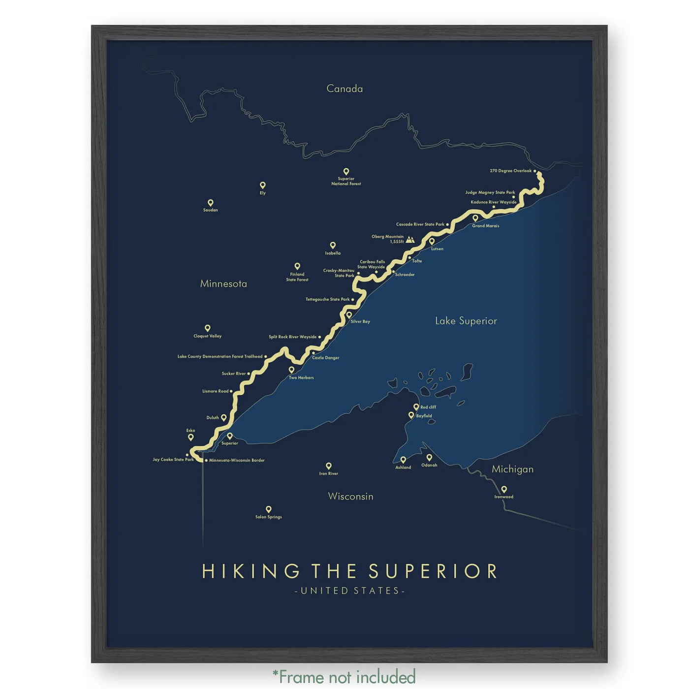 Trail Poster of Superior Hiking Trail - Blue