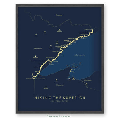 Trail Poster of Superior Hiking Trail - Blue