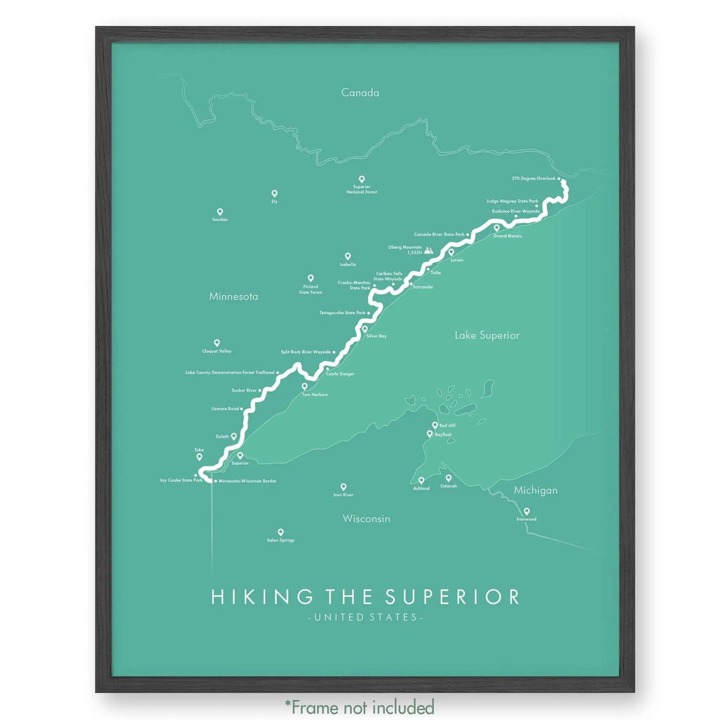 Trail Poster of Superior Hiking Trail - Teal