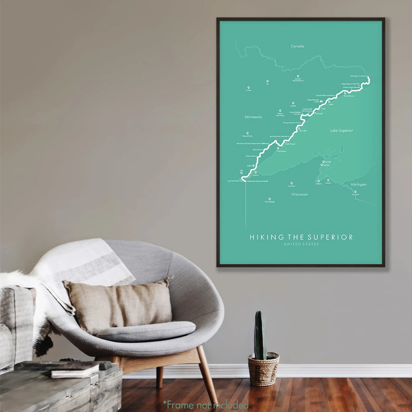 Trail Poster of Superior Hiking Trail - Teal Mockup