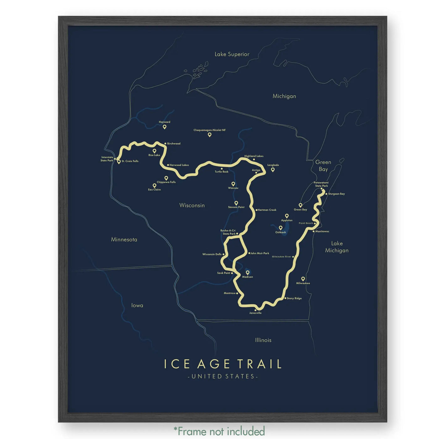 Trail Poster of Ice Age Trail - Blue