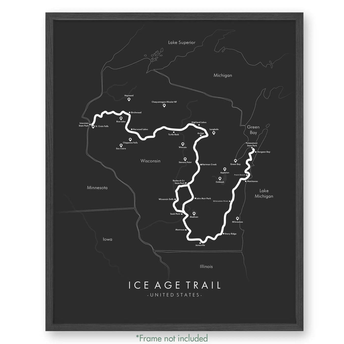 Trail Poster of Ice Age Trail - Grey